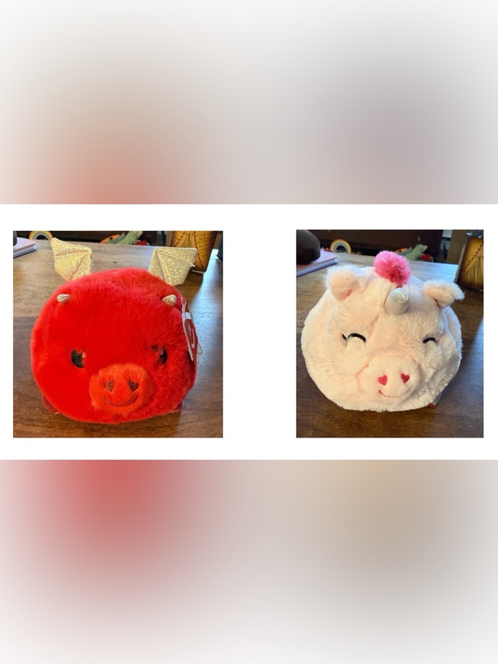 NWT Aurora Reversible Plush- Red Dragon/Pink Unicorn
